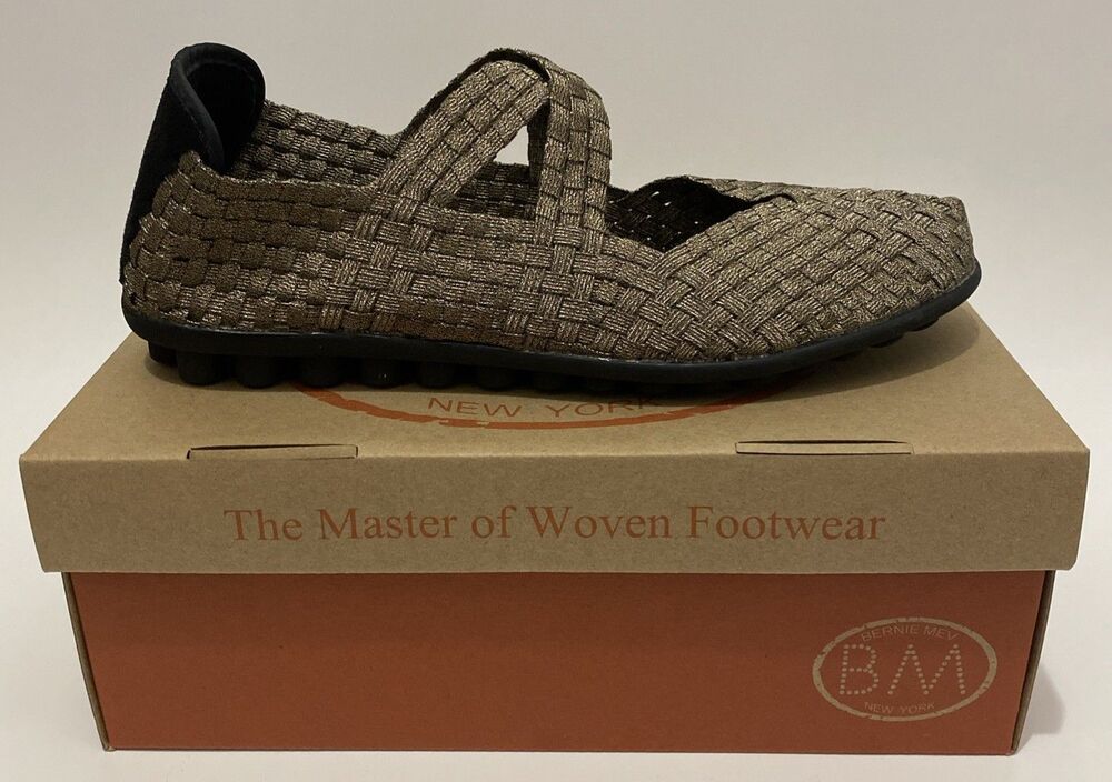 Bernie Mev Cherish Bronze Metallic Woven Mary Jane Flats EU 39 US 9.5 - 10 NEW